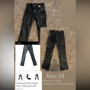 Kill Bill Embossed Cross Leather Pants